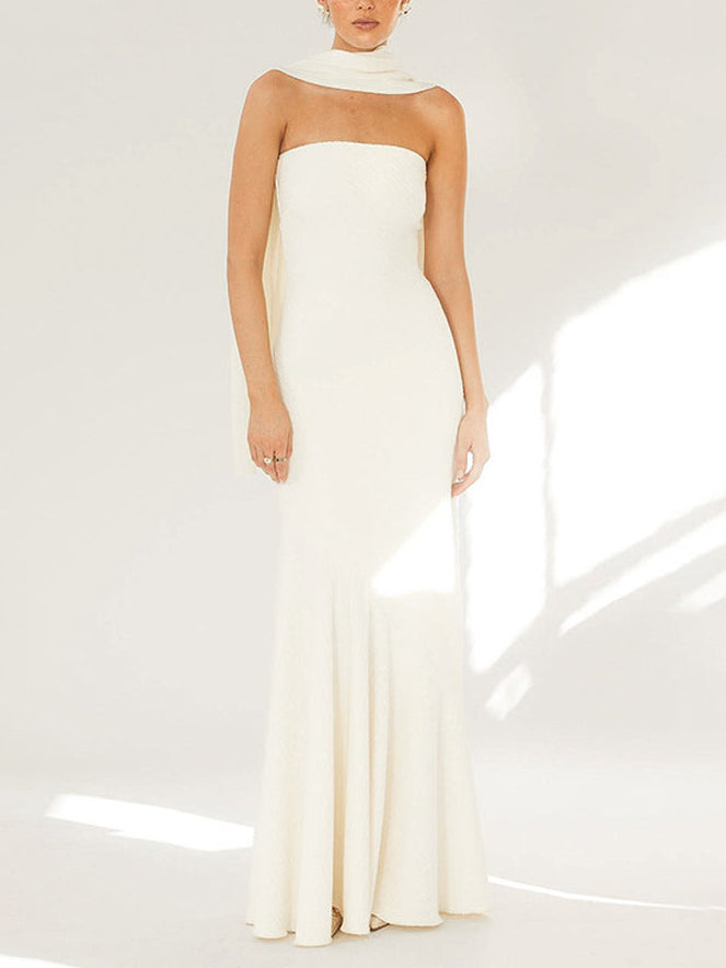 Adriana | Strapless One-Shoulder Fishtail Maxi