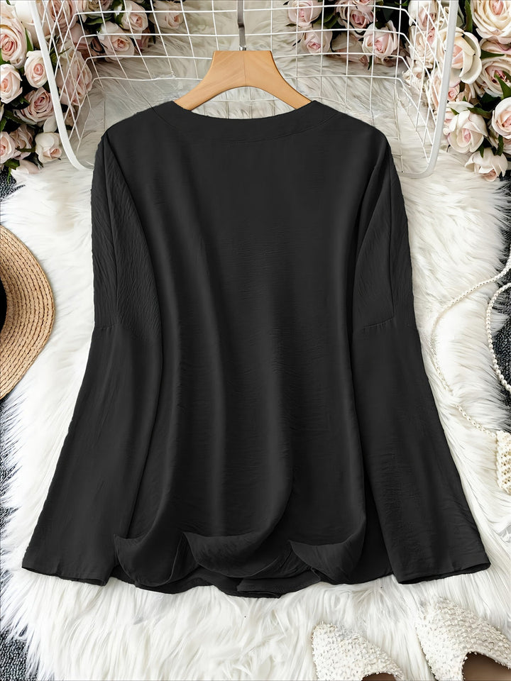 Yahna |  Classic Long Sleek V-Neck Top