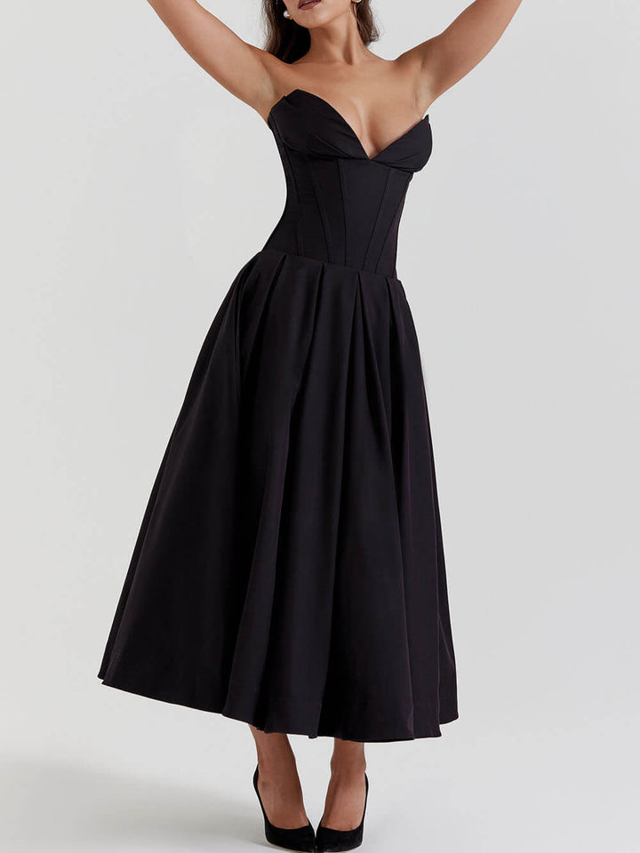 Noa | Black Strapless Midi