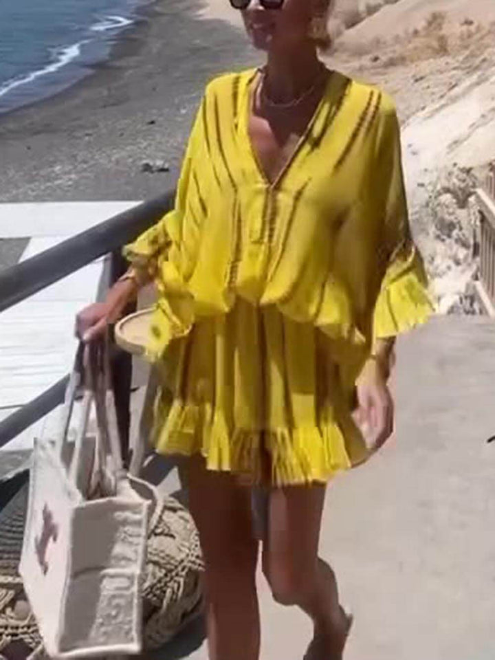 Zara | Tie-Dye Ruffle Kaftan Dress