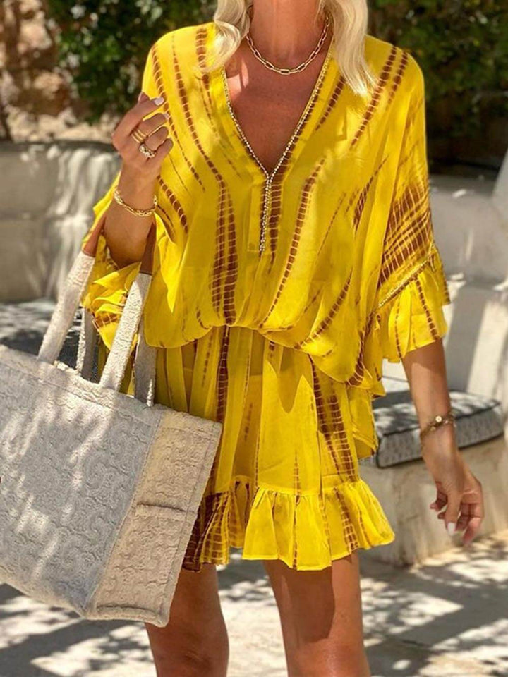 Zara | Tie-Dye Ruffle Kaftan Dress