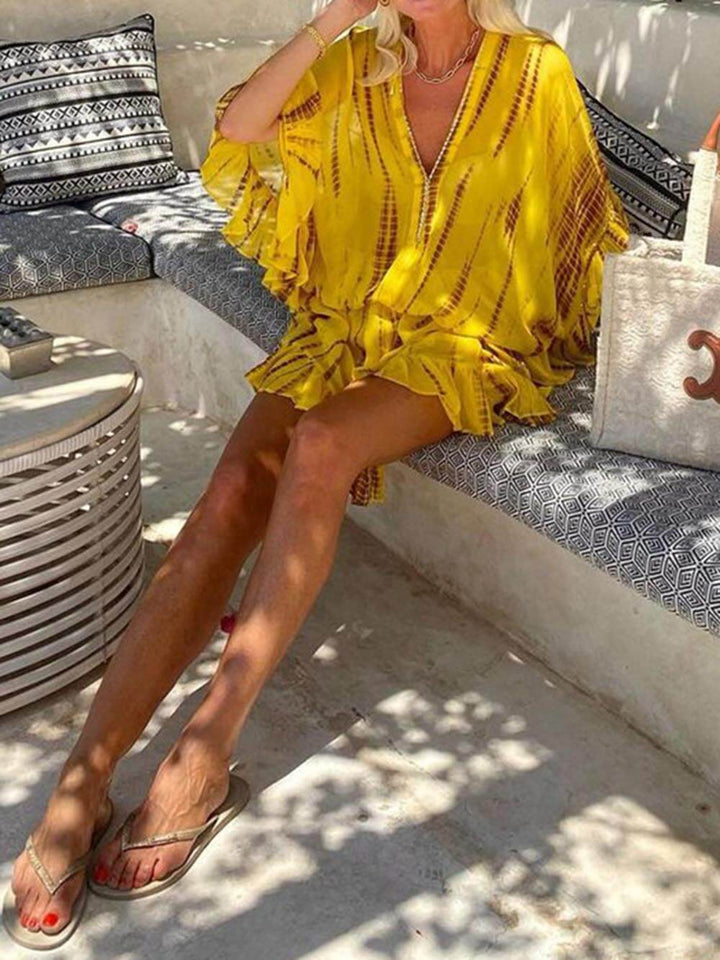 Zara | Tie-Dye Ruffle Kaftan Dress