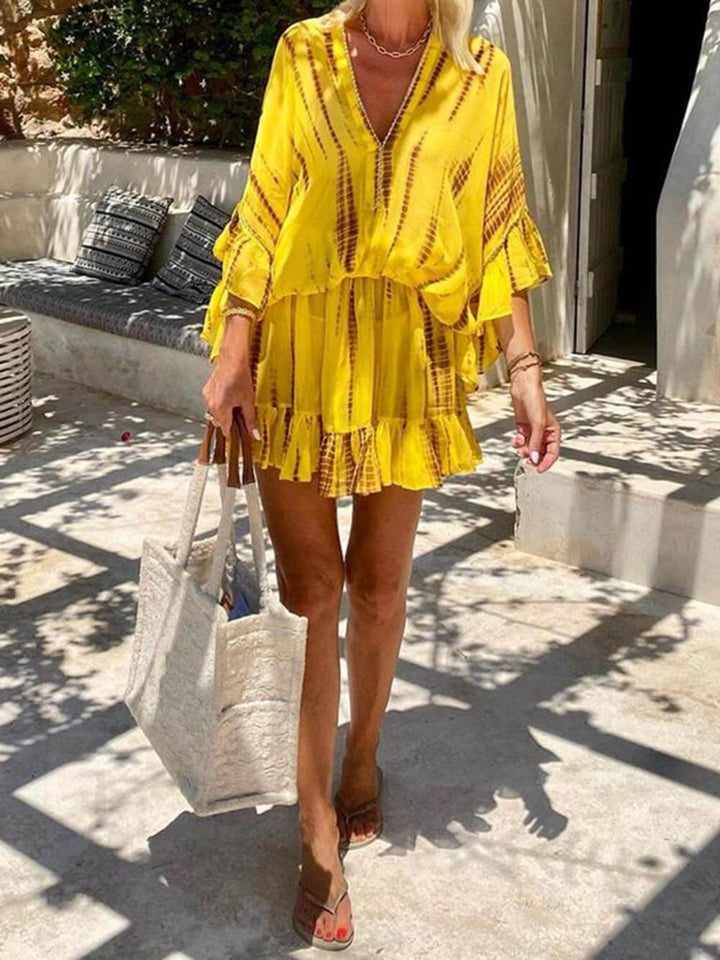 Zara | Tie-Dye Ruffle Kaftan Dress