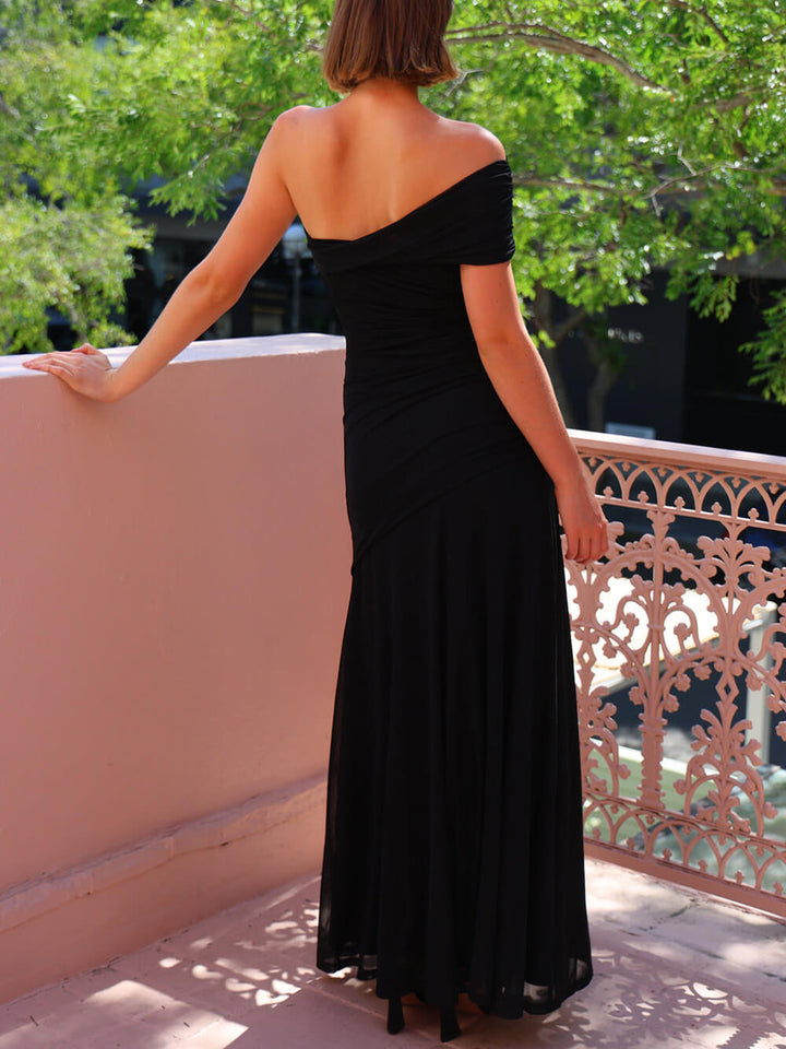 Sienna | Mesh Off-Shoulder Ruched Maxi Dress