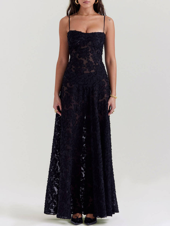 Seraphina | Floral Lace Back Maxi Dress