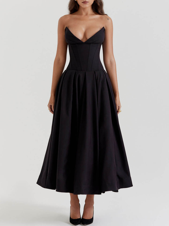 Noa | Black Strapless Midi