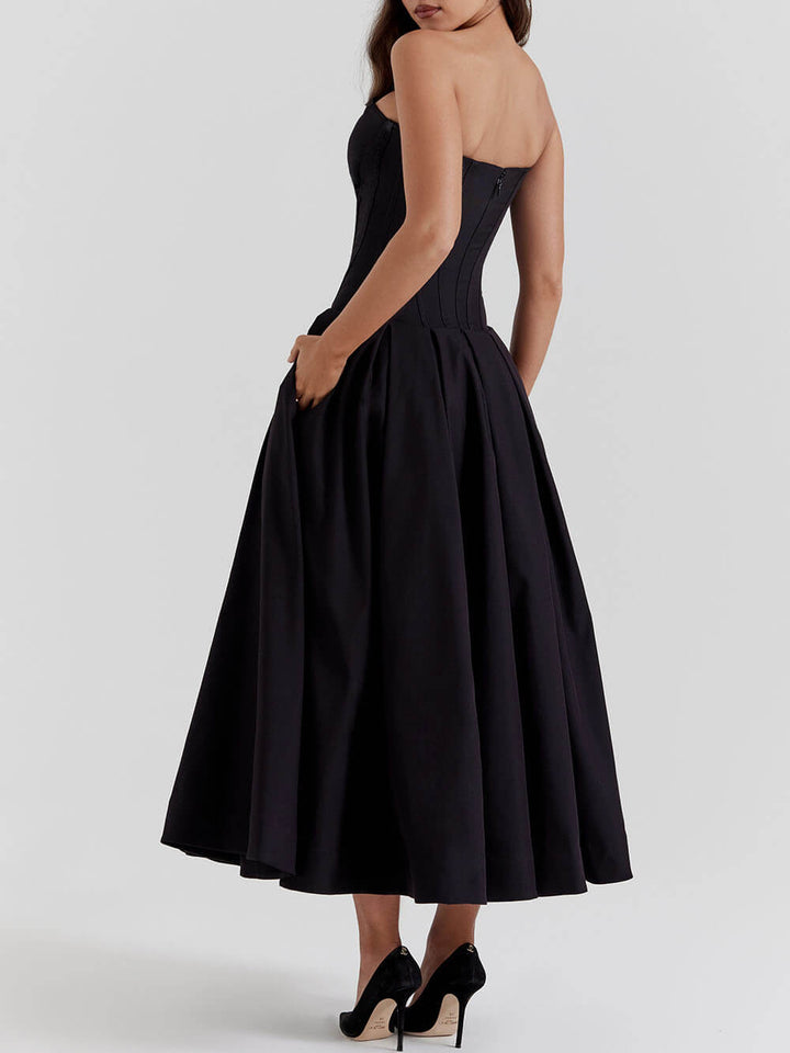 Noa | Black Strapless Midi