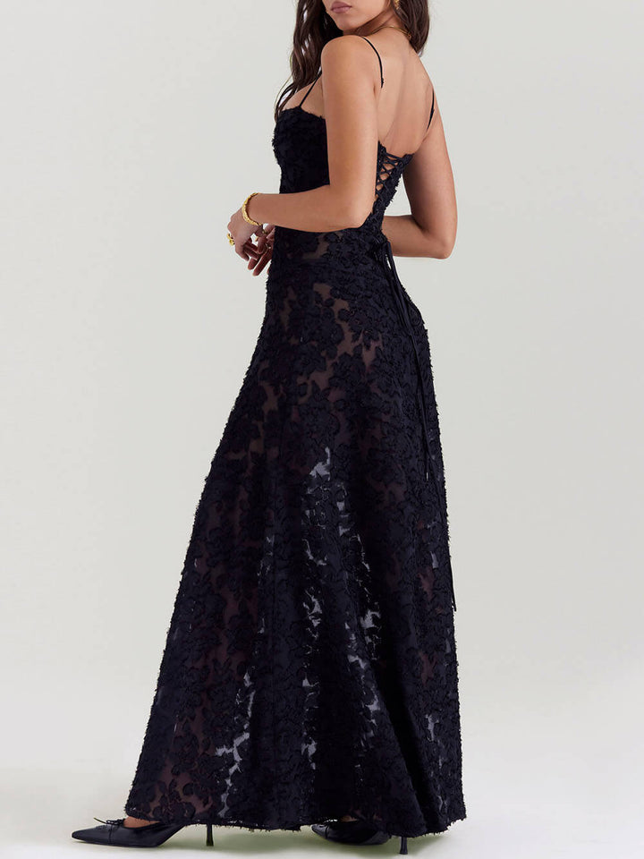 Seraphina | Floral Lace Back Maxi Dress