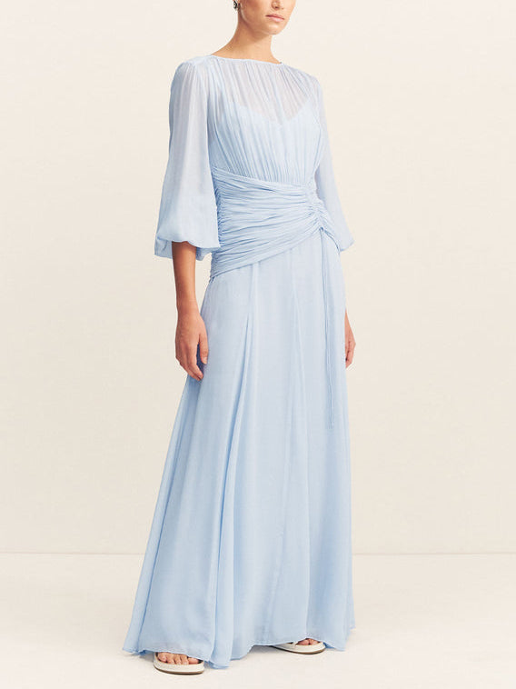 Emilia | High Neck Balloon Sleeve Maxi Dress