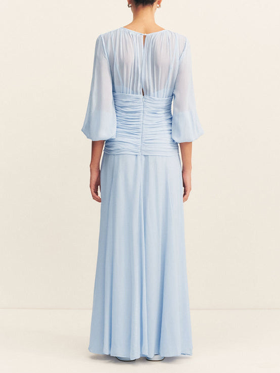 Emilia | High Neck Balloon Sleeve Maxi Dress