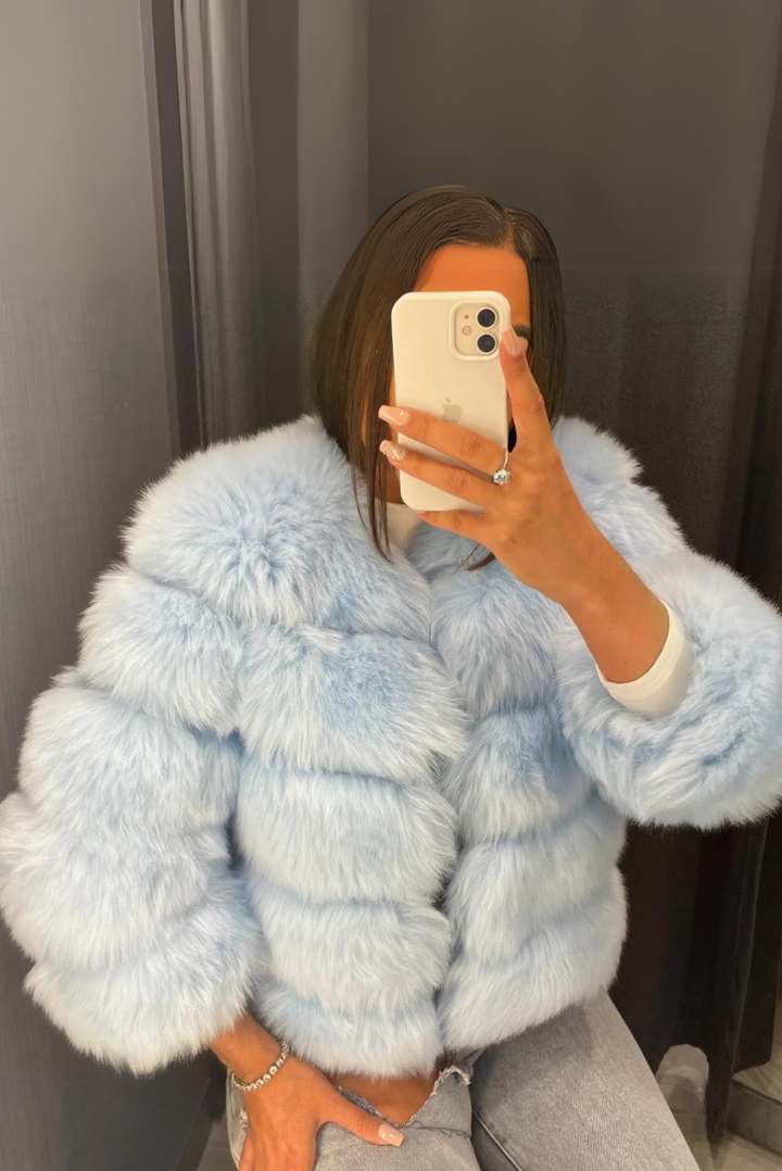 Vogue | Sky Blue Faux Fur Coat