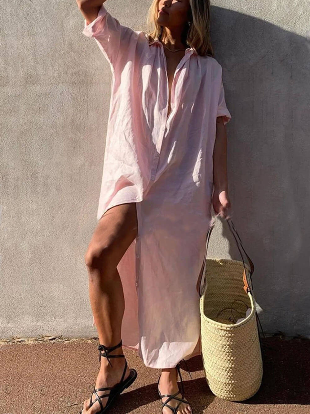 Conna | Simple Maxi Shirt Dress