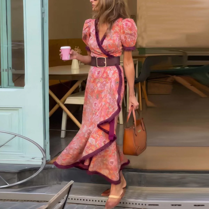 Barbie | Elegant Pink Short Sleeve Maxi Dress