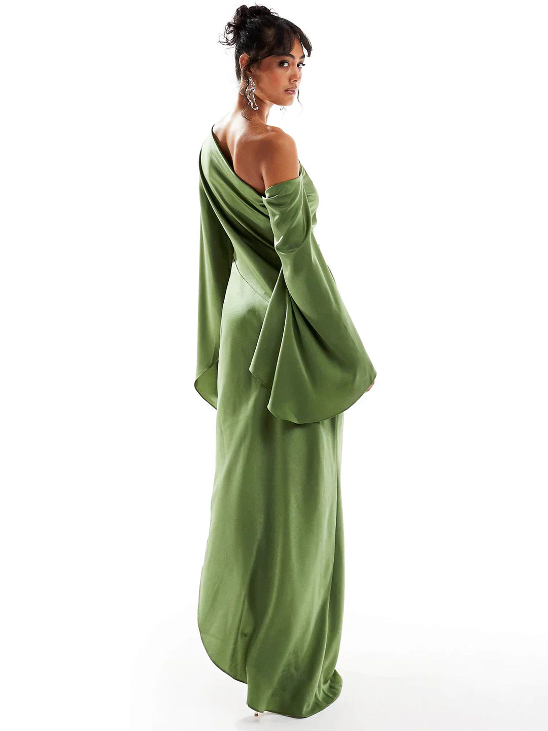 Asyntha | One-Shoulder Bell Sleeves Maxi Dress