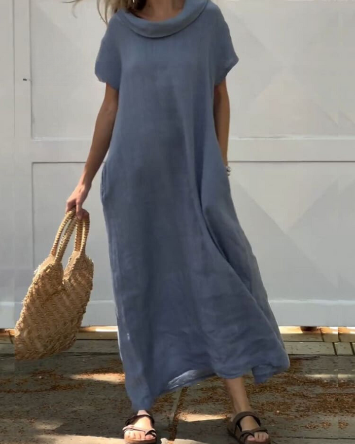 Lona | Linen Dress with Stylish Neckline