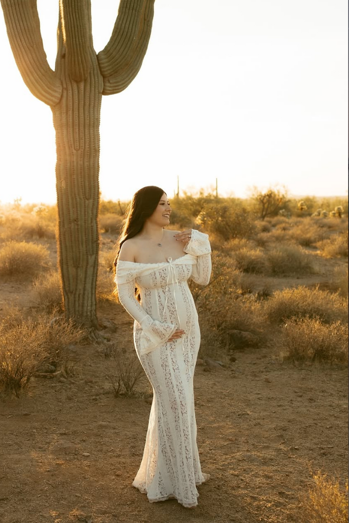 Georgette | Ivory Lace Maxi Dress
