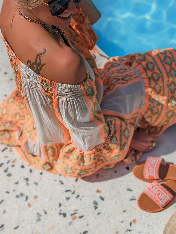 Siora | Ethnic Off-Shoulder Linen Mini Dress