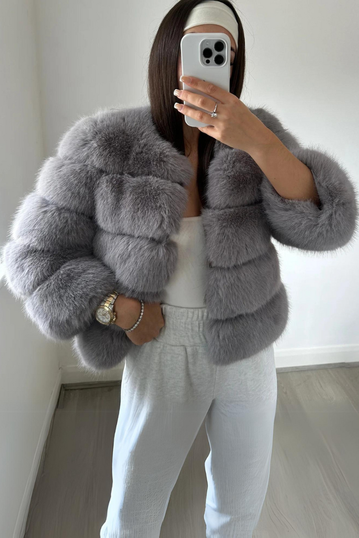 Vogue | Grey Faux Fur Coat