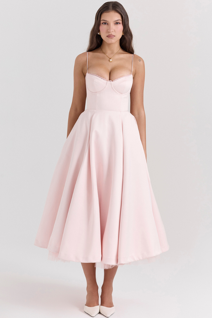 Cindy | Pink Midi Dress