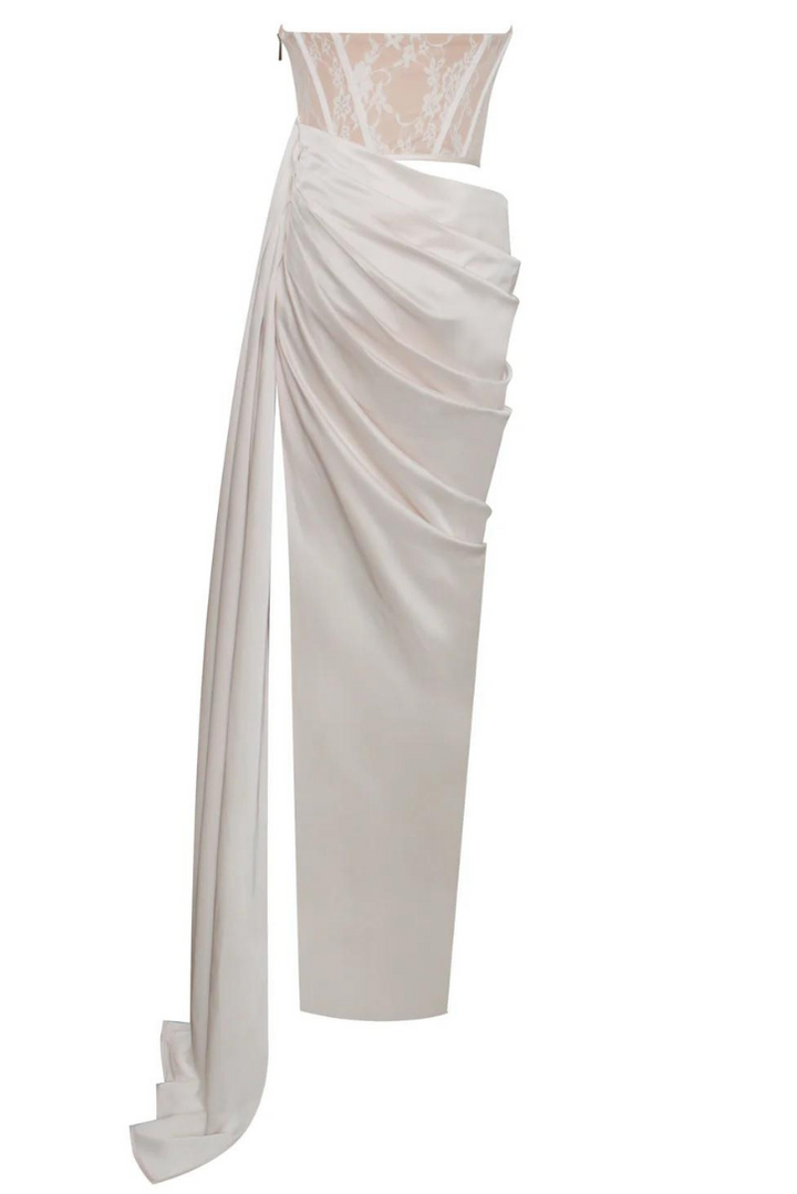 Maria | White Satin Maxi Dress