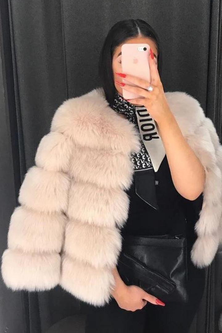 Vogue | Beige Faux Fur Coat