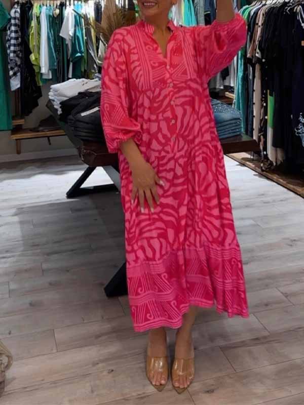Elka | V Neck Printed Loose Dress