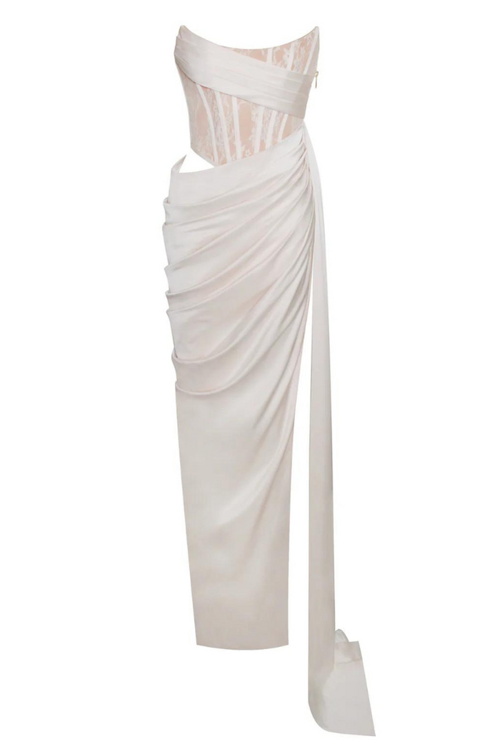 Maria | White Satin Maxi Dress