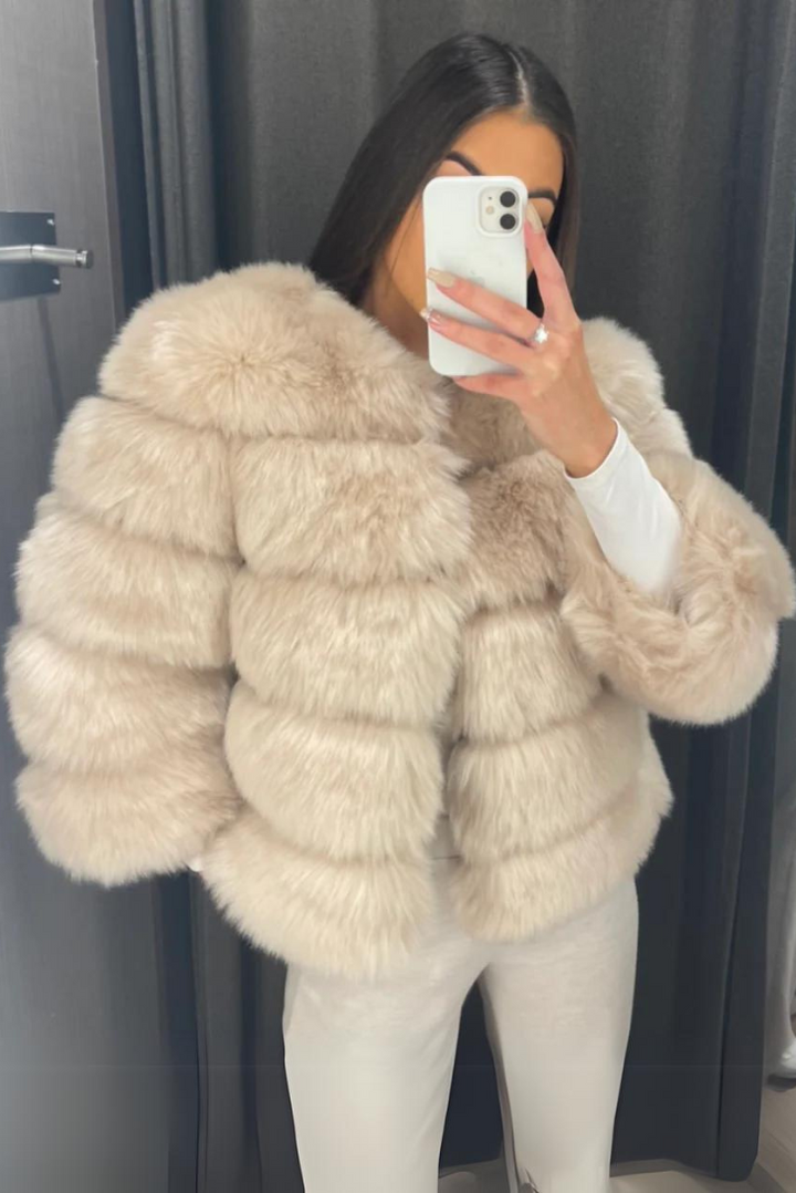 Vogue | Beige Faux Fur Coat