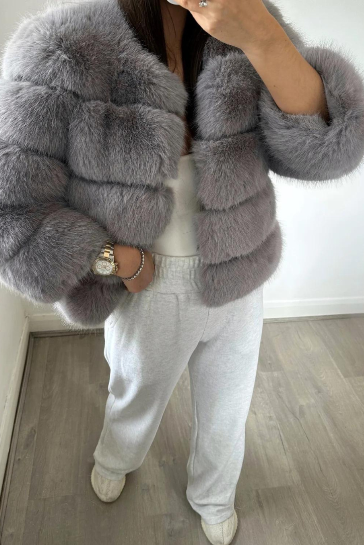 Vogue | Grey Faux Fur Coat