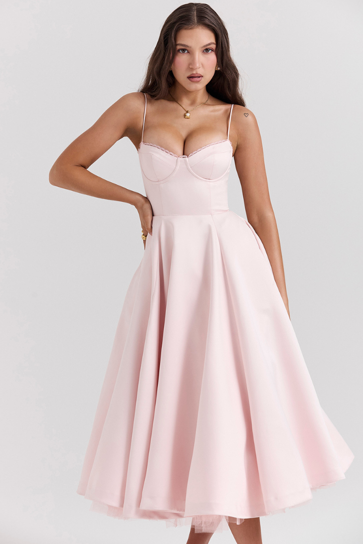 Cindy | Pink Midi Dress