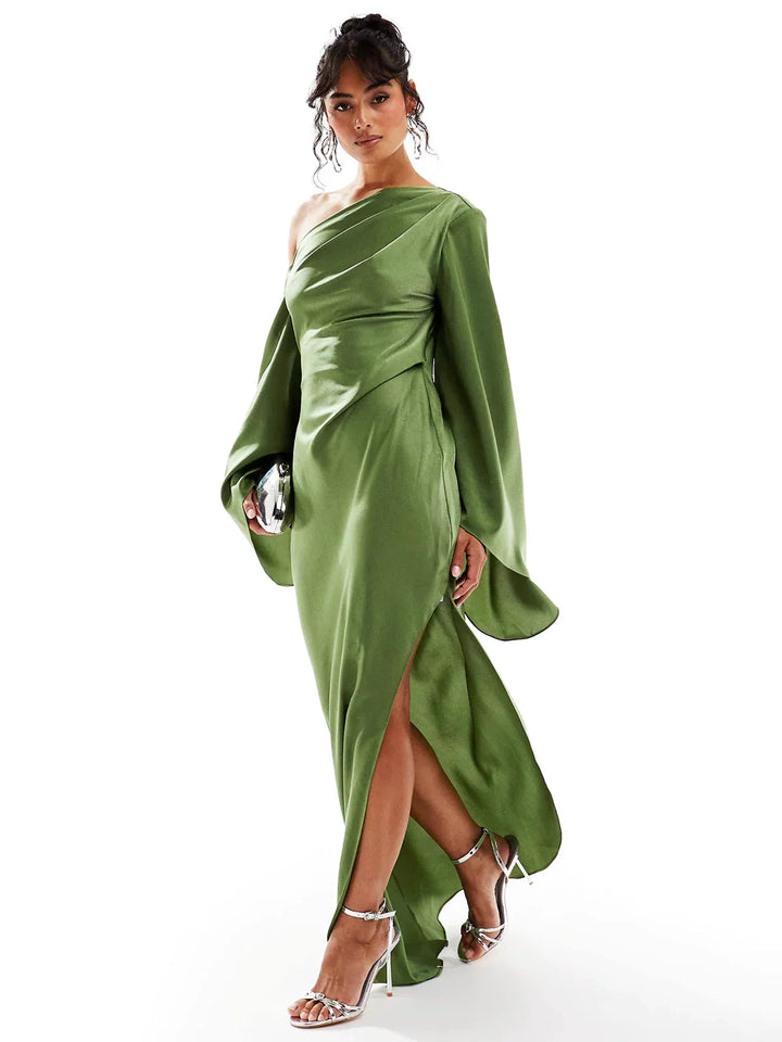Asyntha | One-Shoulder Bell Sleeves Maxi Dress
