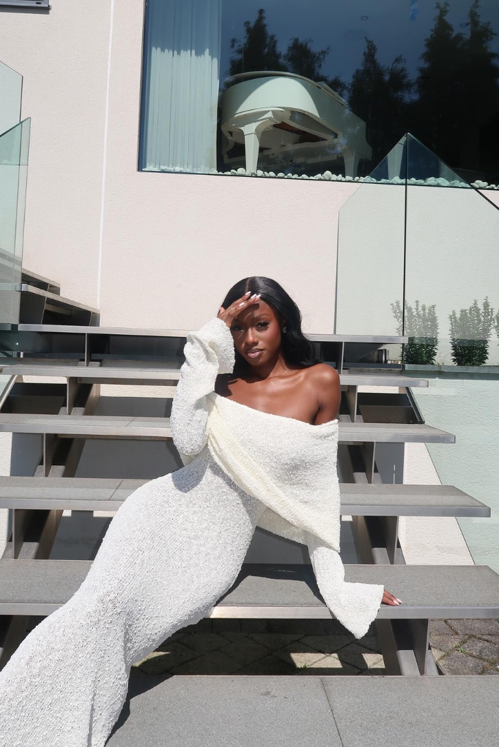 Layell | White Boucle Maxi Dress