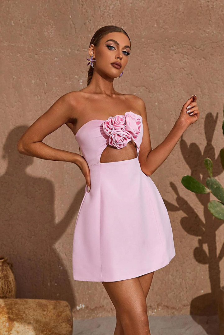 Elanore | Pink Floral Mini Dress