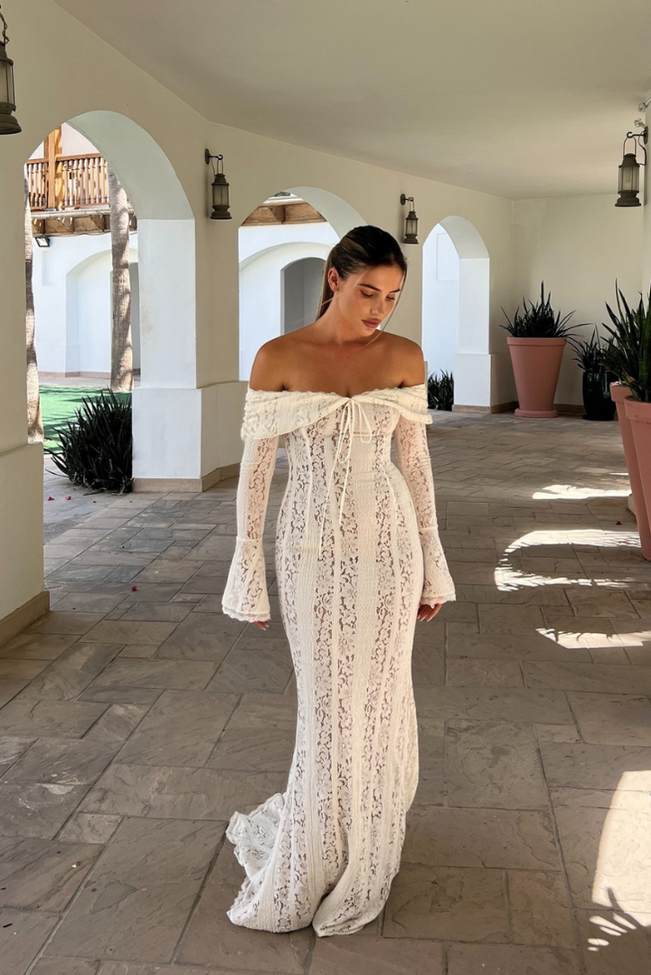 Georgette | Ivory Lace Maxi Dress
