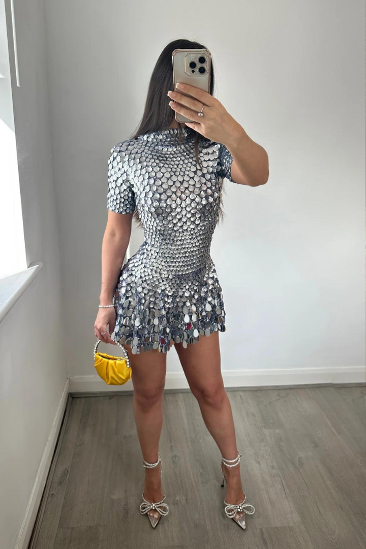 Athena | Mini Silver Dress