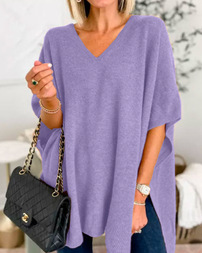 Erica | V-neck Poncho Sweater