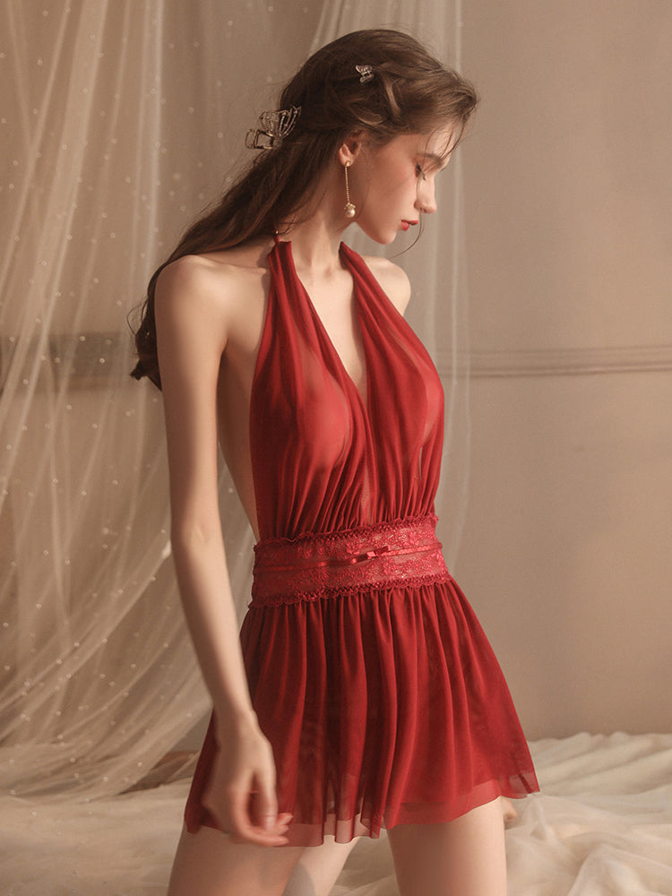 Liv | Lace Waist Halter Babydoll