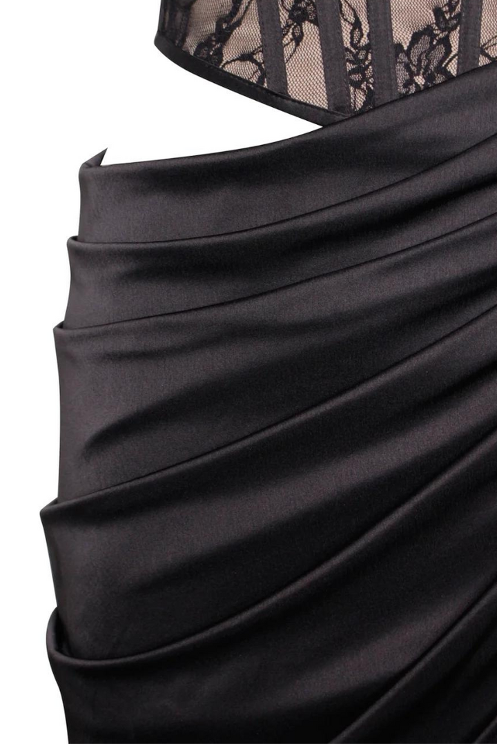 Maria | Satin Maxi Black Dress