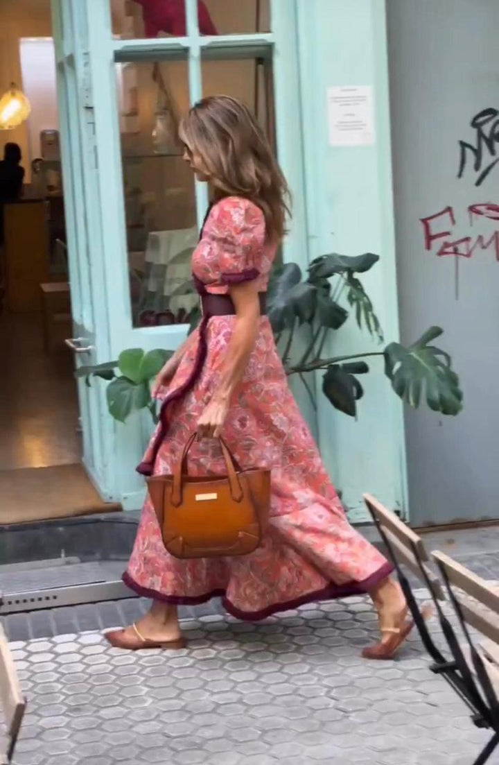 Barbie | Elegant Pink Short Sleeve Maxi Dress
