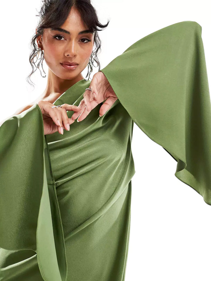 Asyntha | One-Shoulder Bell Sleeves Maxi Dress