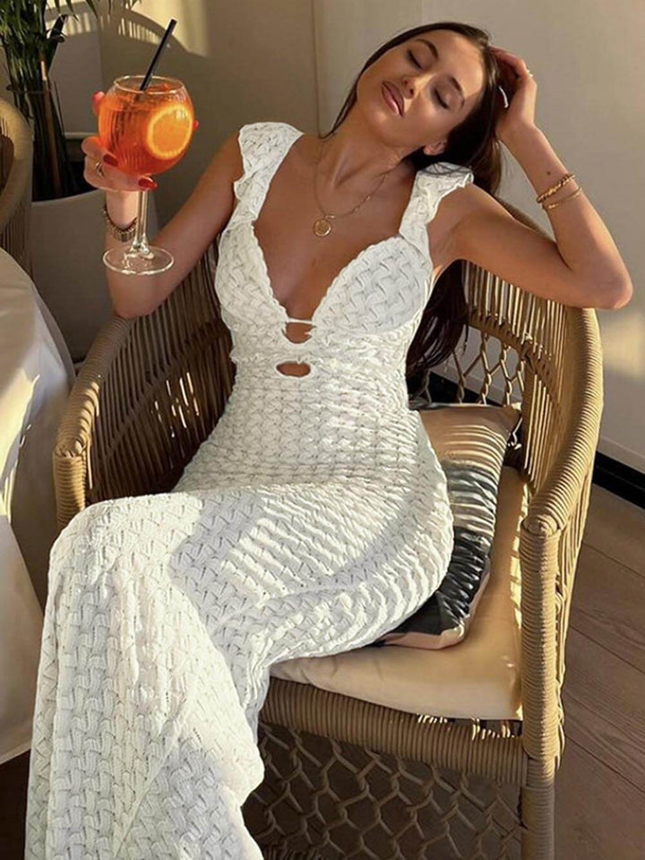 Isadora | Elegant Lace-Up Backless Maxi Dress