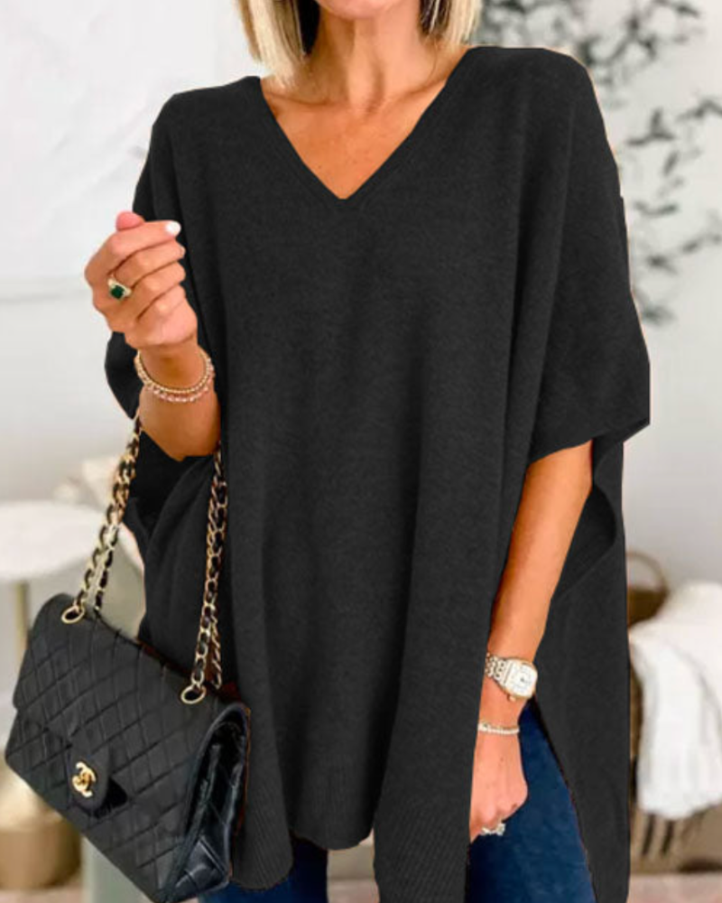 Erica | V-neck Poncho Sweater