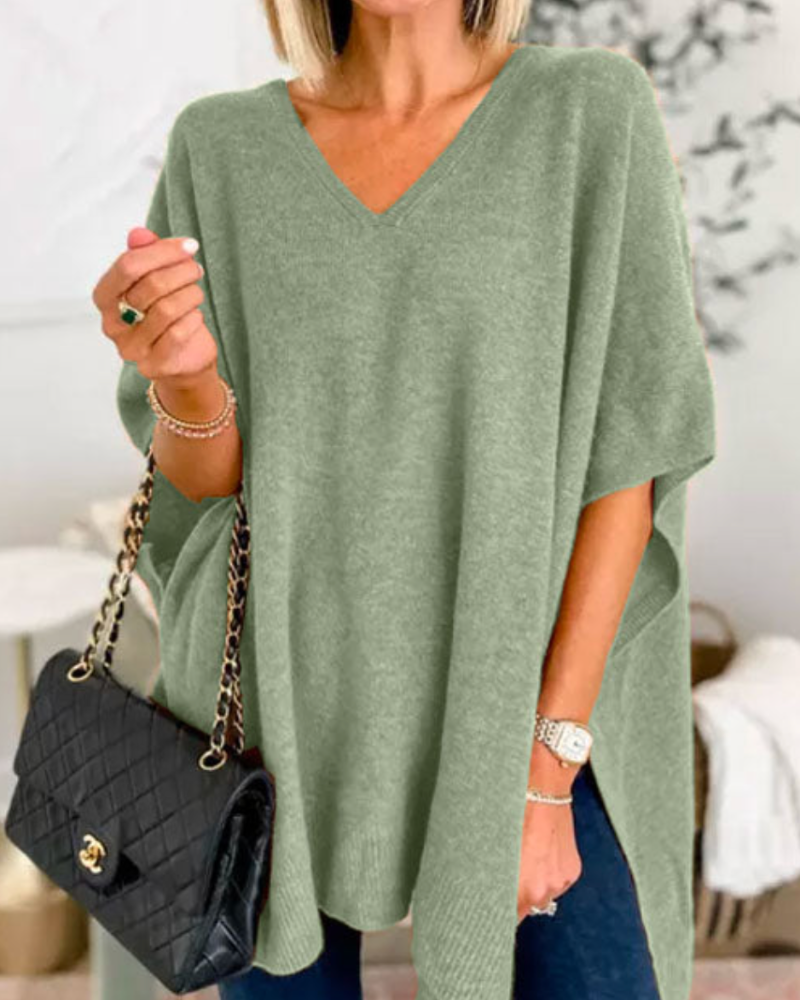 Erica | V-neck Poncho Sweater