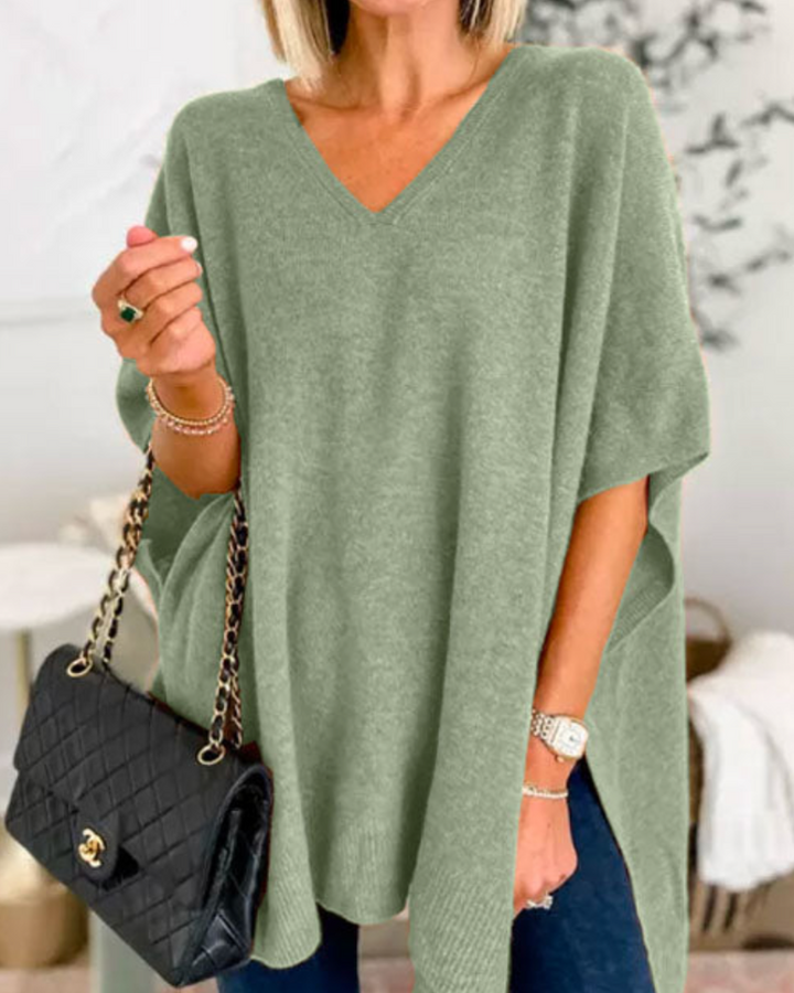 Erica | V-neck Poncho Sweater