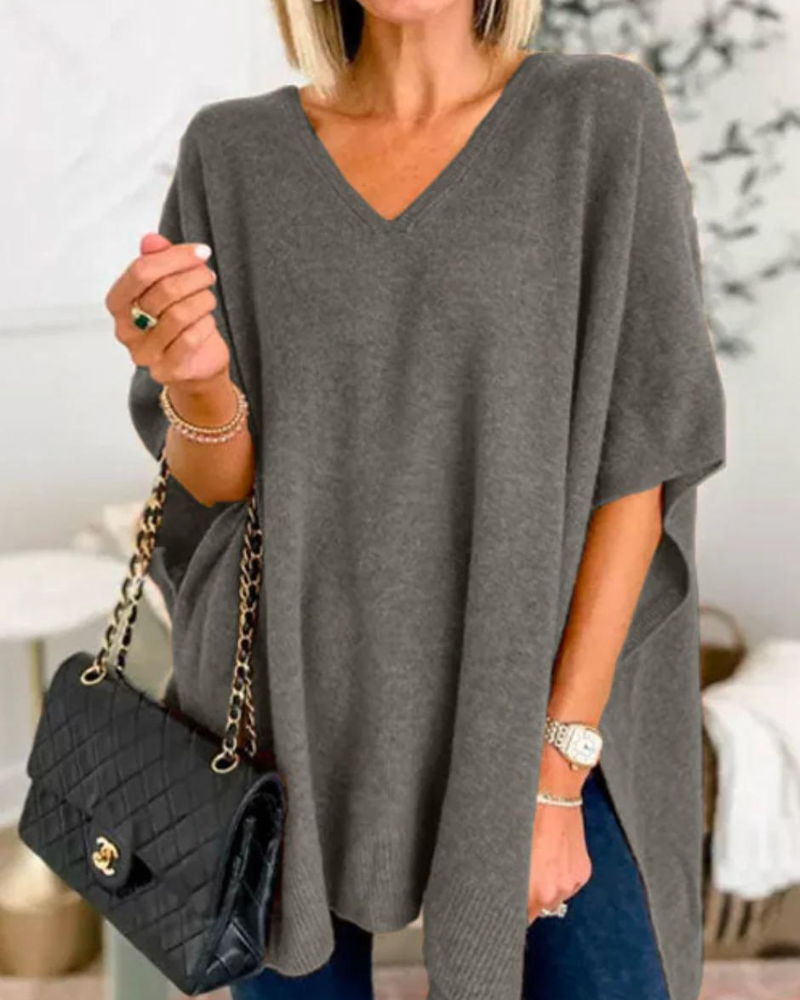 Erica | V-neck Poncho Sweater