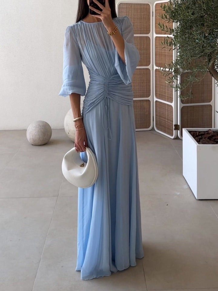 Emilia | High Neck Balloon Sleeve Maxi Dress
