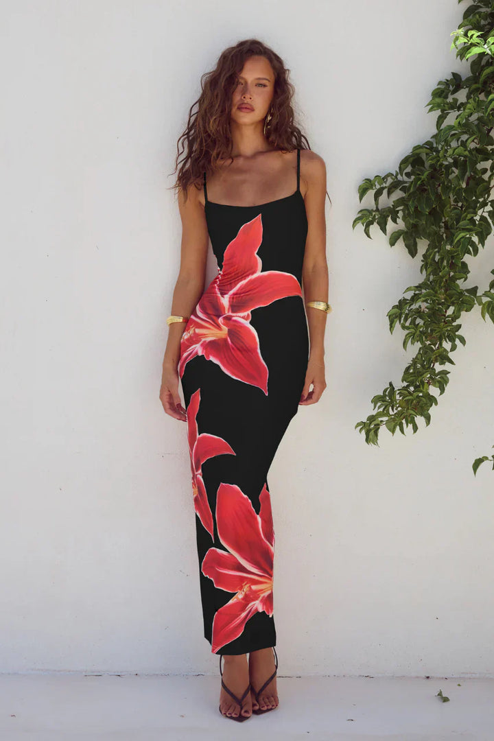 Thalina | Slit Dress Floral Grace