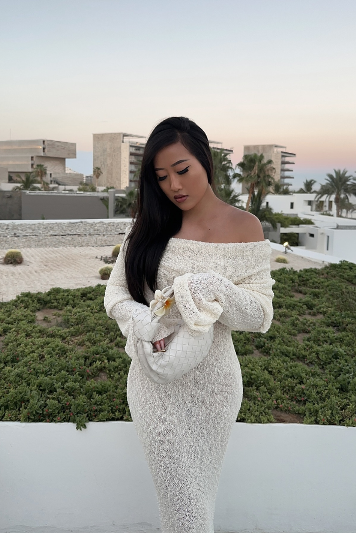 Layell | White Boucle Maxi Dress