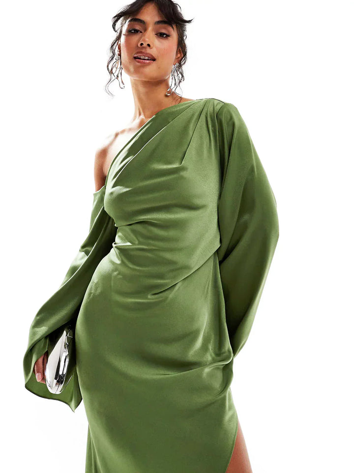 Asyntha | One-Shoulder Bell Sleeves Maxi Dress