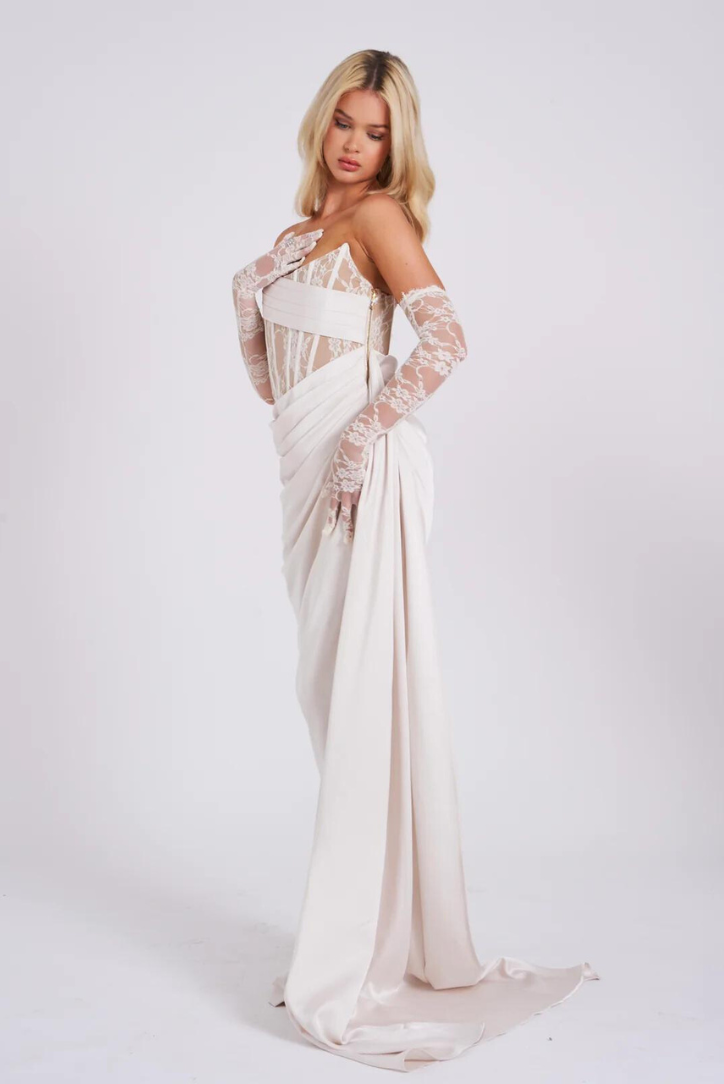 Maria | White Satin Maxi Dress